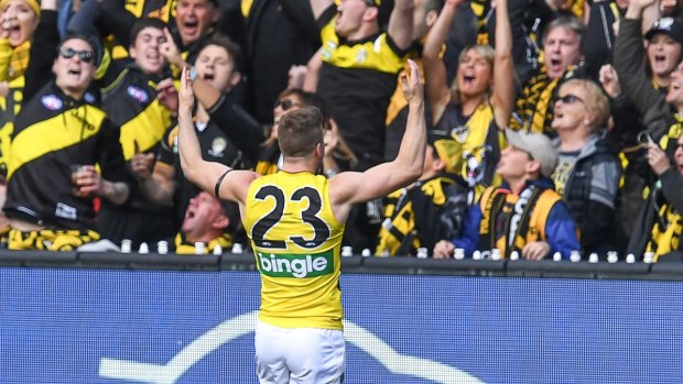 Kane Lambert celebrates with the crowd.