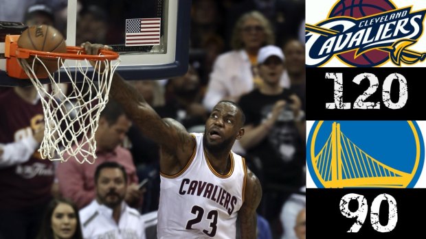 Cavs on fire: LeBron James dunks during Game 3