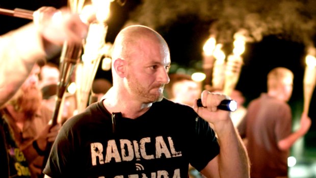 An image from a video provided by Vice News Tonight shows the white nationalist rally in Charlottesville.