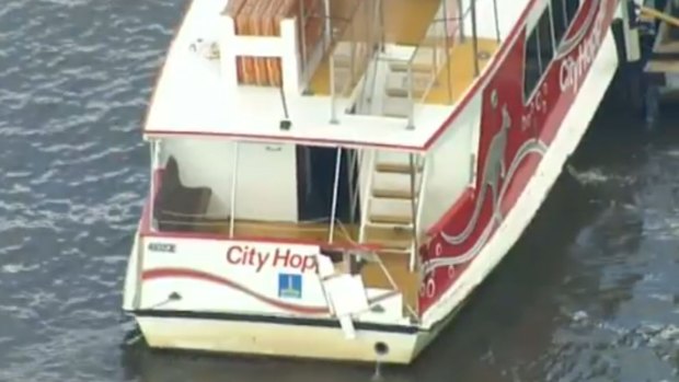 A City Hooper ferry has been damaged after hitting a pontoon at South Bank.