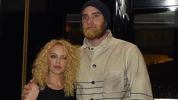 Kylie Minogue out with her fiance Joshua Sasse.