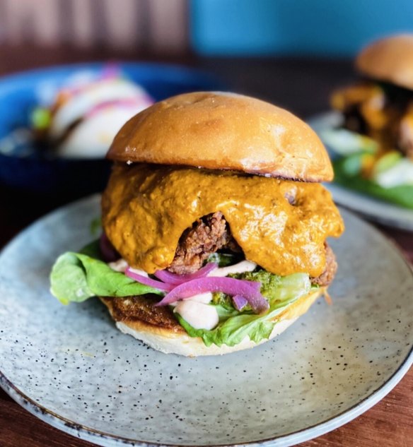 Burger Shurger's hefty fillings include butter chicken, aloo tikka and more, with most burgers $12 mid-week.