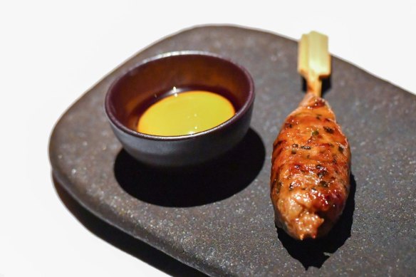 Tsukune chicken skewer from the robata grill. 