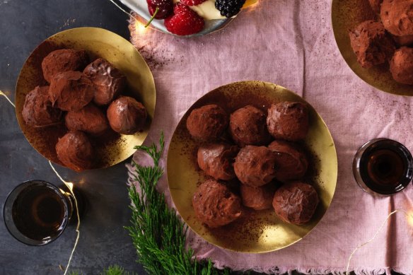 Hazelnut praline and Frangelico truffles.