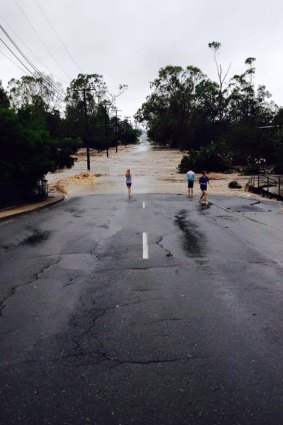 Flooding at Elphinstone Street, Rockhampton, in the wake of Tropical Cyclone Marcia.