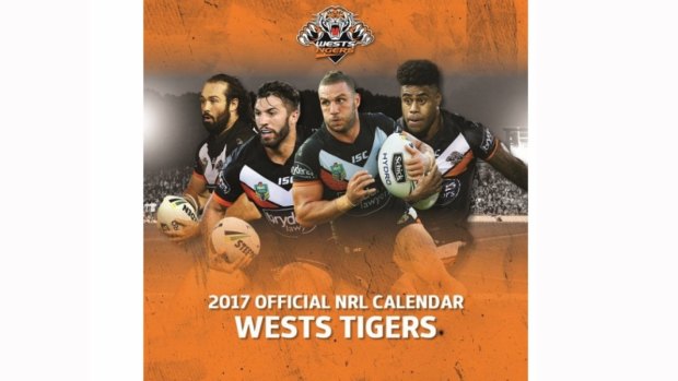 Collector's item: Robbie Farah alongside Aaron Woods, James Tedsco and Kevin Naiqama on the 2017 Wests Tigers calendar.