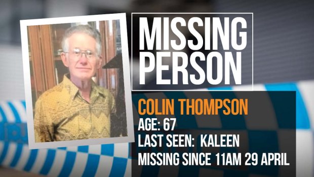 Colin Thompson went missing from his home in Kaleen on Saturday morning.