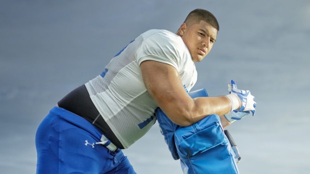 Giant: NFL prospect Daniel Faalele tips the scales at roughly 180kg.