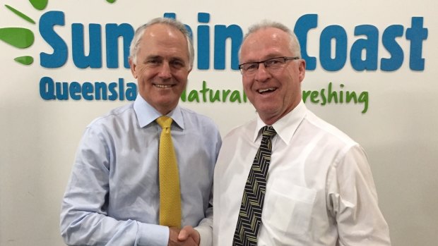 Prime Minister Malcolm Turnbull at the business forum with Sunshine Coast mayor Mark Jamieson on September 4.