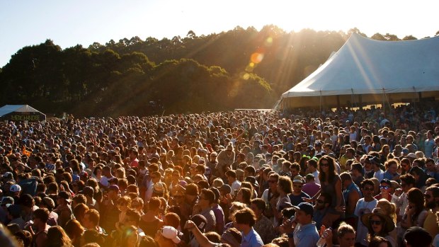 The crowd at Falls Festival in Marion Bay, Tasmania 