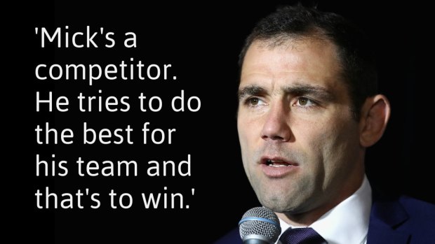 Begrudging respect: Cameron Smith on Michael Ennis.
