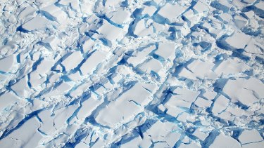 Ice and snow in Antarctica taken by a NASA plane as it flew overhead as part of Operation Icebridge, which observes changes.