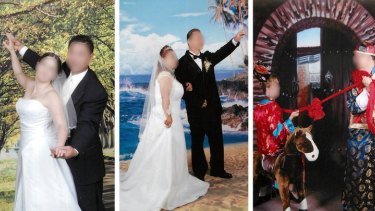 "Couples" pose in allegedly fake marriage photos.