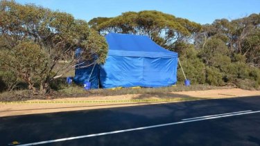 The crime scene where a little girl's remains were found in a suitcase at Wynarka, South Australia.

 