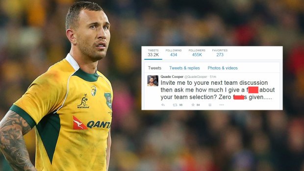 X-rated: Quade Cooper's mysterious tweet.