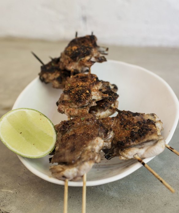 Cho Cho San's chicken wing yakitori.