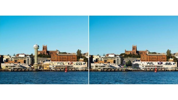 Before and after images of Queen's Wharf with and without the tower. 