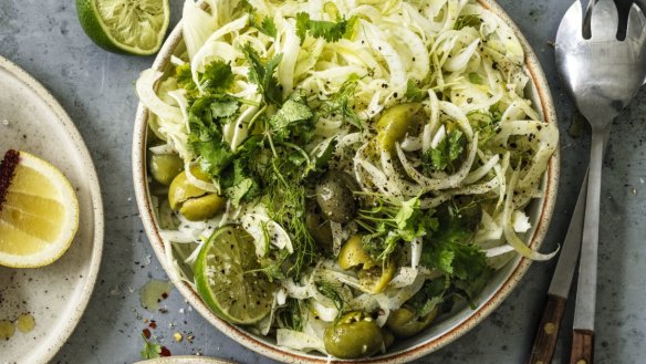 Fennel salad with olives and lime.
