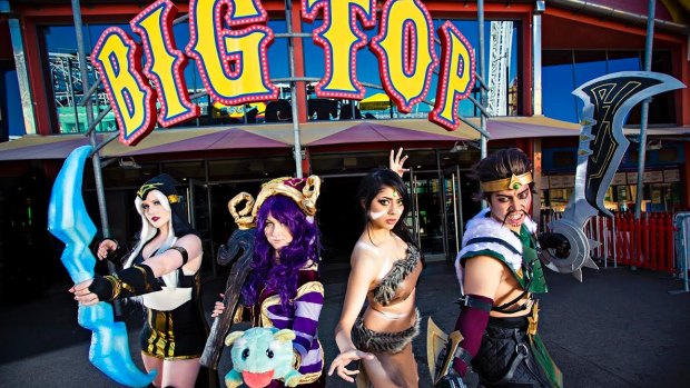 <i>League of Legends</i> cosplayers at Luna Park in anticipation of the Oceania grand final event.