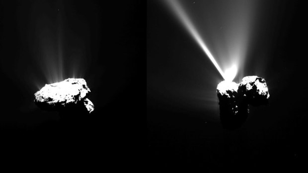 Images of Comet 67P/Churyumov-Gerasimenko as photographed by Rosetta.
