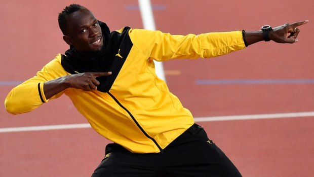 Jamaica's Usain Bolt preforms his trademark pose at the World Athletics Championships in London last month.