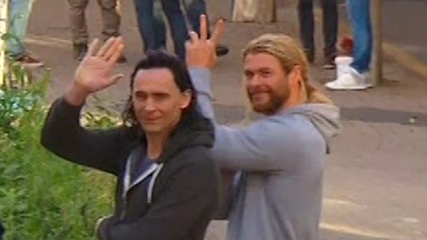 Chris Hemsworth and Tom Hiddleston in Brisbane for the filming of Thor: Ragnarok.