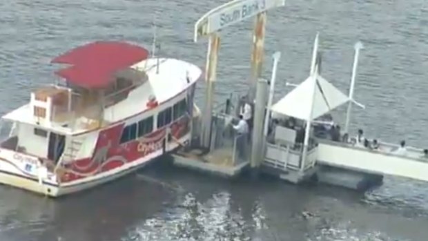 A City Hopper ferry has been damaged after hitting a pontoon at South Bank.