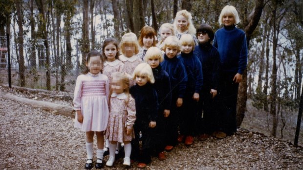 The children of cult The Family were dressed alike and many had their hair dyed blonde. 