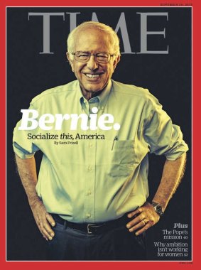 Bernie Sanders on the cover of <i>Time</i> magazine.