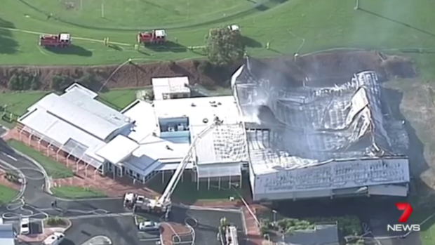 The Somerville sports stadium was gutted by a suspicious fire.