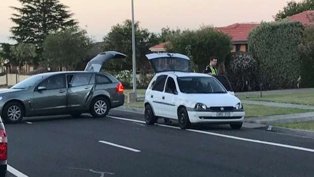The Barina involved in the police chase through the eastern suburbs, dumped in Anaconda Road, Narre Warren.
