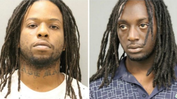Corey Morgan, left, has been charged with first-degree murder over the death of Tyshawn Lee, 9. Kevin Edwards, right, is also wanted for murder.