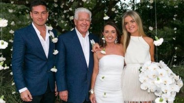 Family ties: (from left) Marcus Blackmore’s son Alexander Borromeo, Blackmore, his wife Caroline and her daughter Imogen Merrony at their wedding.