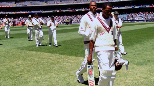 A young Marlon Samuels leads the West Indies off the MCG when they last played a Boxing Day Test.