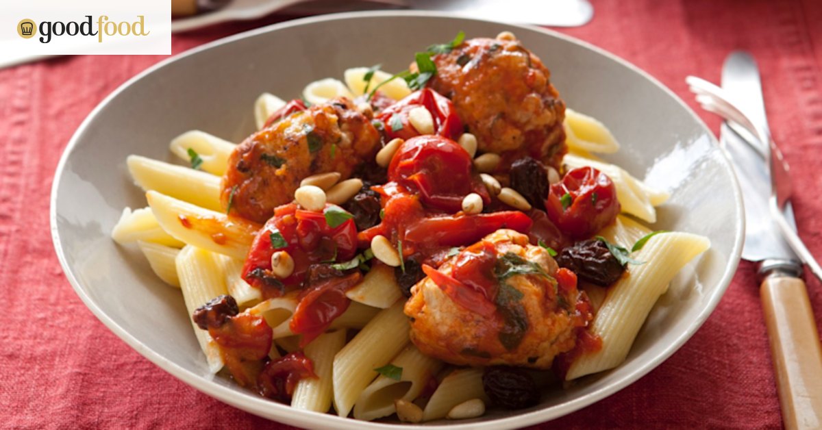 Penne with tuna 'meatballs'