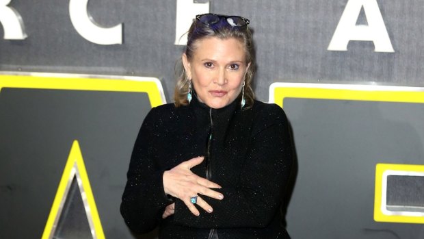 Carrie Fisher attends the European Premiere of "Star Wars: The Force Awakens" at Leicester Square on December 16, 2015 in London, England.