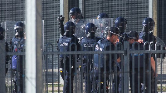 Riot police at Malmsbury Youth Justice centre.