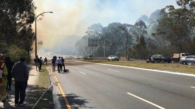 A fire at Macquarie Park has caused traffic delays on Lane Cove Road.
