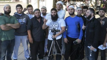 Mohammad Ali Baryalei, centre, with members of the Street Dawah movement that Mr Zakhariev was a part of.