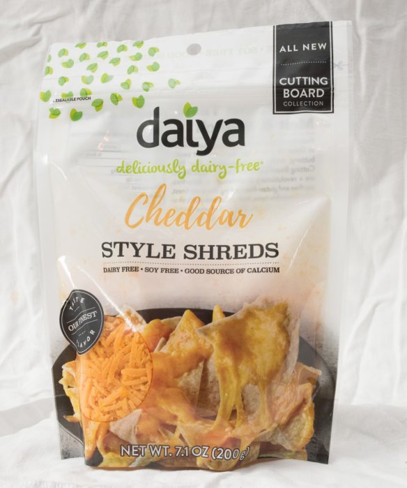 Daiya Cheddar-style Shreds are a very convincing cheese substitute.