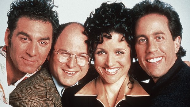 <i>Seinfeld</i> cast members, from left, Michael Richards, Jason Alexander, Julia Louis-Dreyfus and Jerry Seinfeld.