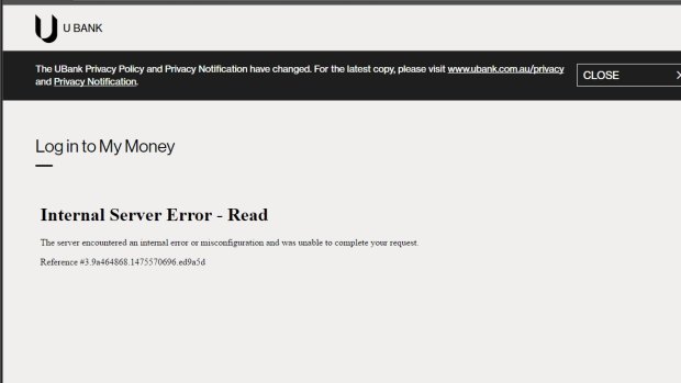 The outage also affected UBank, a division of NAB.