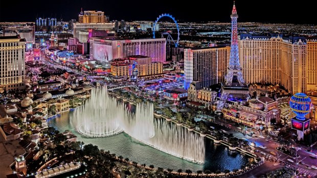 Las Vegas' Strip lit up at night.