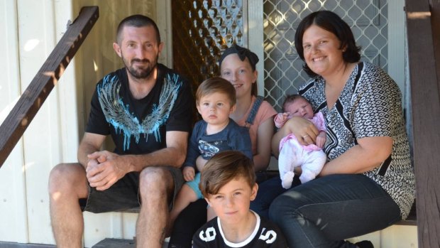 Brad, Nathan, Mikayla, Brody, Charlotte and Megan happy to be with a safe and healthy Charlotte, born on Thursday October 6 in the Glen Forrest Shopping Centre carpark.