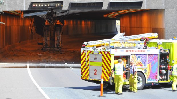 An excavator on the back of a truck hit the roof of the westbound Acton tunnel in October.
