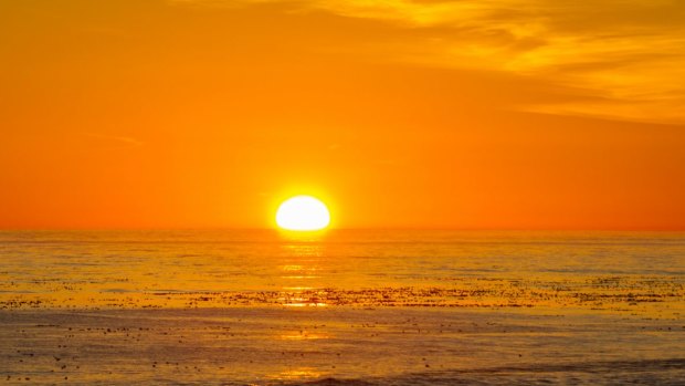 Sunset from Tsusiat Falls beach campsite, West Coast Trail.