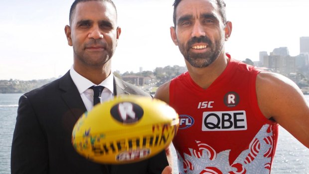 Bloods brothers: Michael O'Loughlin and Adam Goodes.