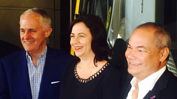 Prime Minister Malcolm Turnbull, Queensland Premier Annastacia Palaszczuk and Gold Coast mayor Tom Tate were all smiles at a recent light rail funding announcement.