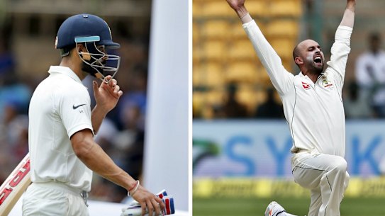 Mixed fortunes: Virat Kohli and Nathan Lyon.