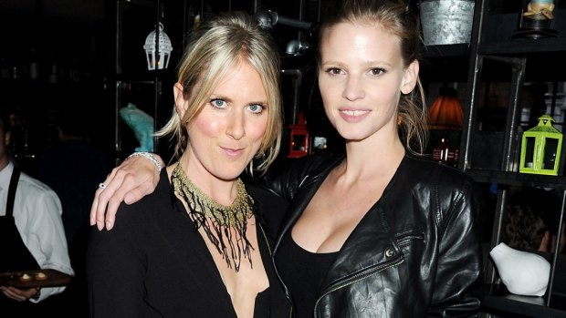 Kit Willow with model Lara Stone at the Willow Resort Party hosted by Kit Willow and Poppy Delevigne at The Riding House Cafe in London in 2011.